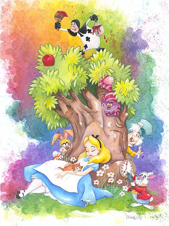 Alice in Wonderland ''Tea Time in Wonderland'' by Michelle St.Laurent  Framed Canvas Artwork – Limited Edition